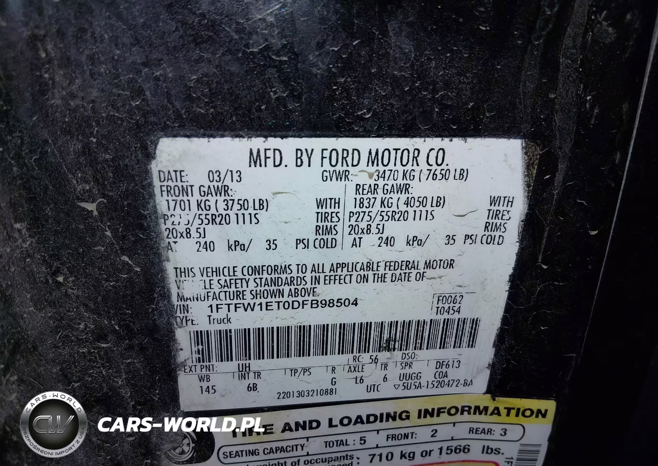 2013 Ford F-150 Fx4 VIN:1FTFW1ET0DFB98504 - 9