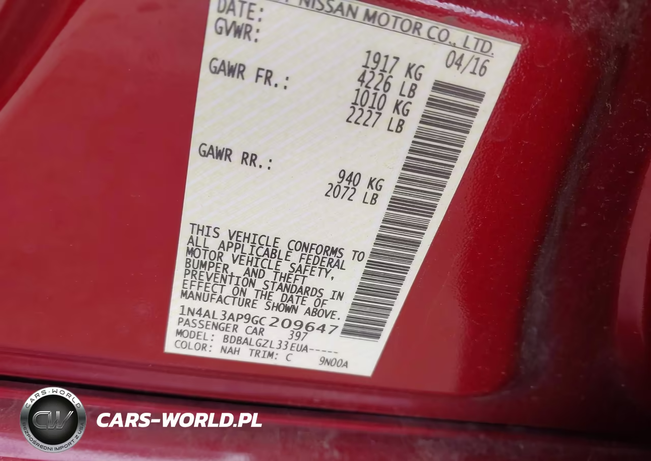 2016 Nissan Altima 2.5-2.5 S-2.5 Sl-2.5 Sr-2.5 Sv VIN:1N4AL3AP9GC209647 - 9