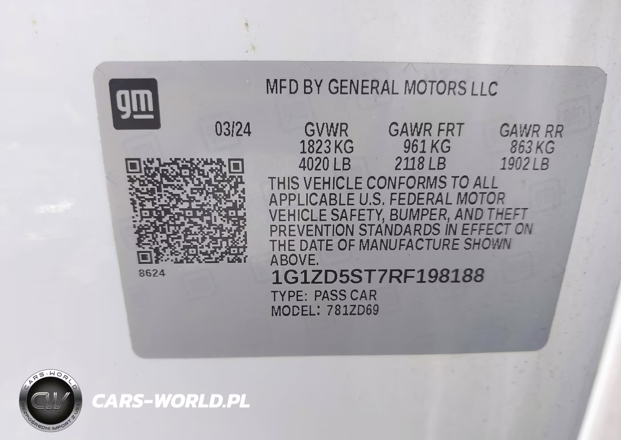 2024 Chevrolet Malibu Fwd 1Lt VIN:1G1ZD5ST7RF198188 - 9