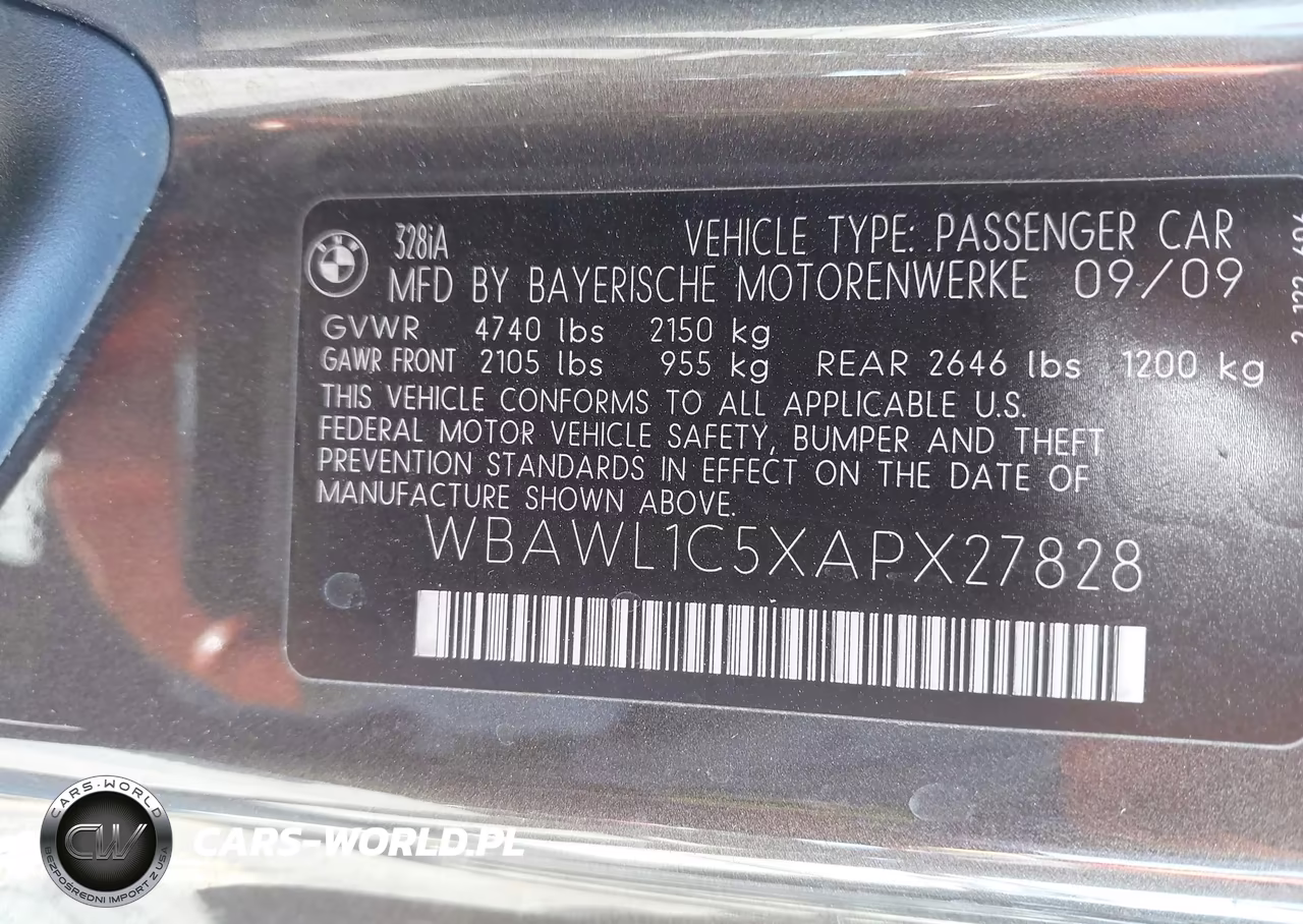 2010 BMW 328I VIN:WBAWL1C5XAPX27828 - 9
