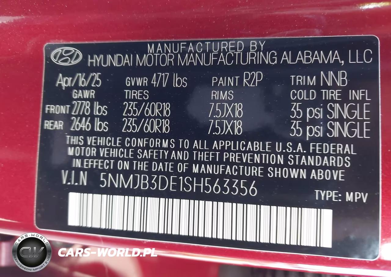2025 Hyundai Tucson Sel VIN:5NMJB3DE1SH563356 - 9