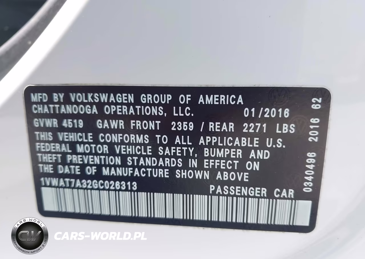 2016 Volkswagen Passat 1.8T S VIN:1VWAT7A32GC026313 - 9