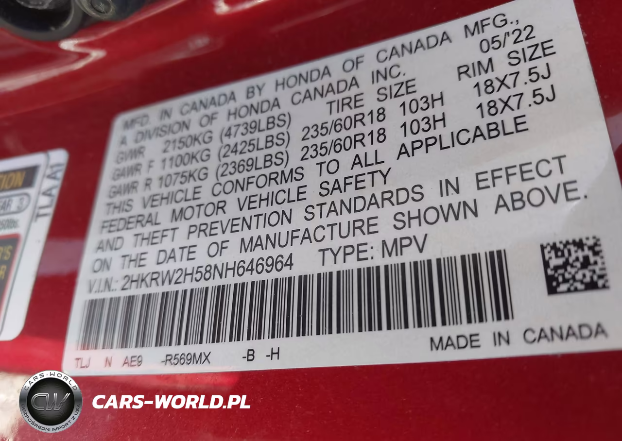 2022 Honda Cr-V Awd Ex VIN:2HKRW2H58NH646964 - 9
