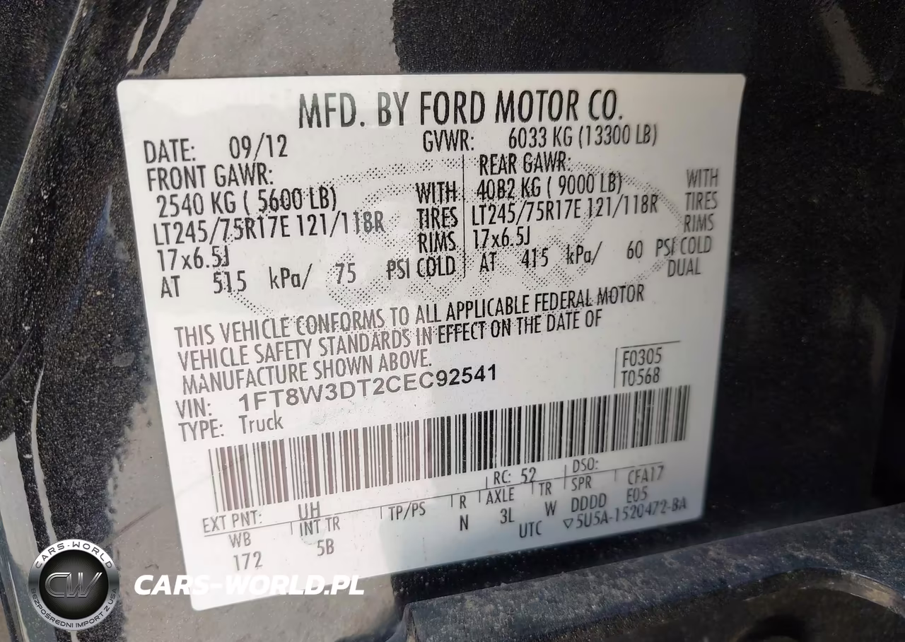 2012 Ford F-350 Lariat VIN:1FT8W3DT2CEC92541 - 8