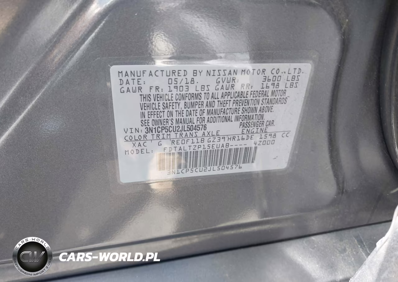 2018 Nissan Kicks Sr VIN:3N1CP5CU2JL504576 - 9