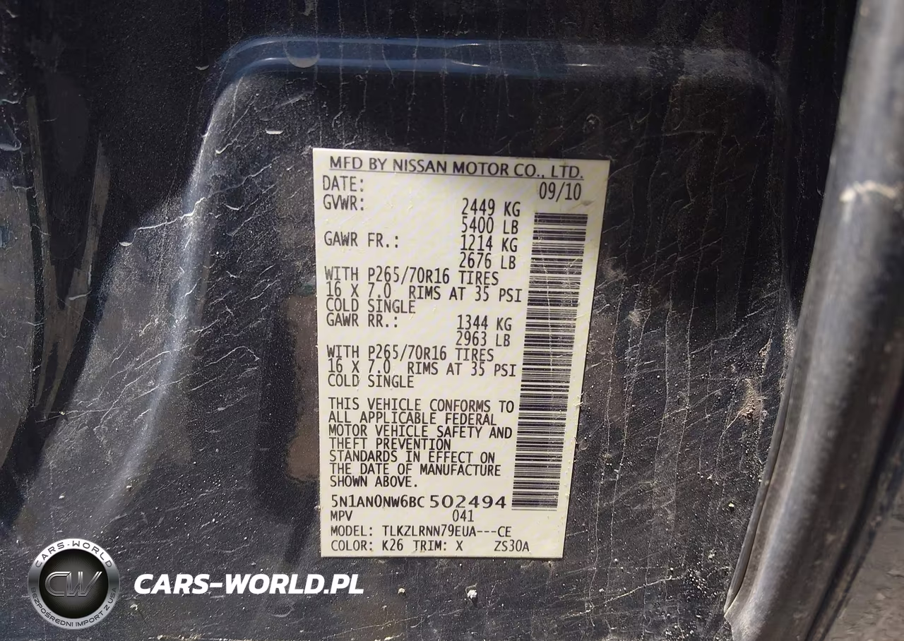 2011 Nissan Xterra S VIN:5N1AN0NW6BC502494 - 9