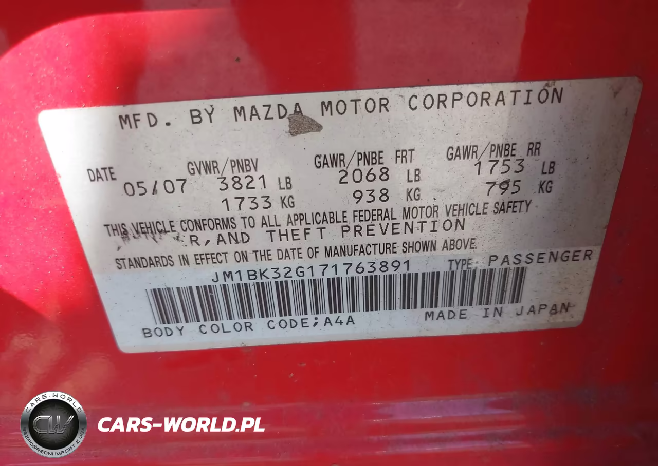 2007 Mazda Mazda3 I VIN:JM1BK32G171763891 - 9