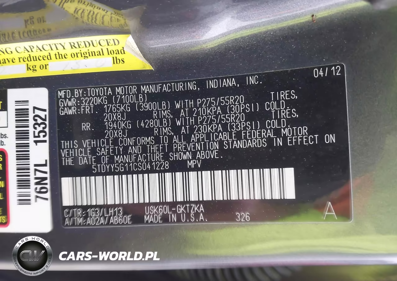 2012 Toyota Sequoia Platinum 5.7L V8 VIN:5TDYY5G11CS041228 - 9