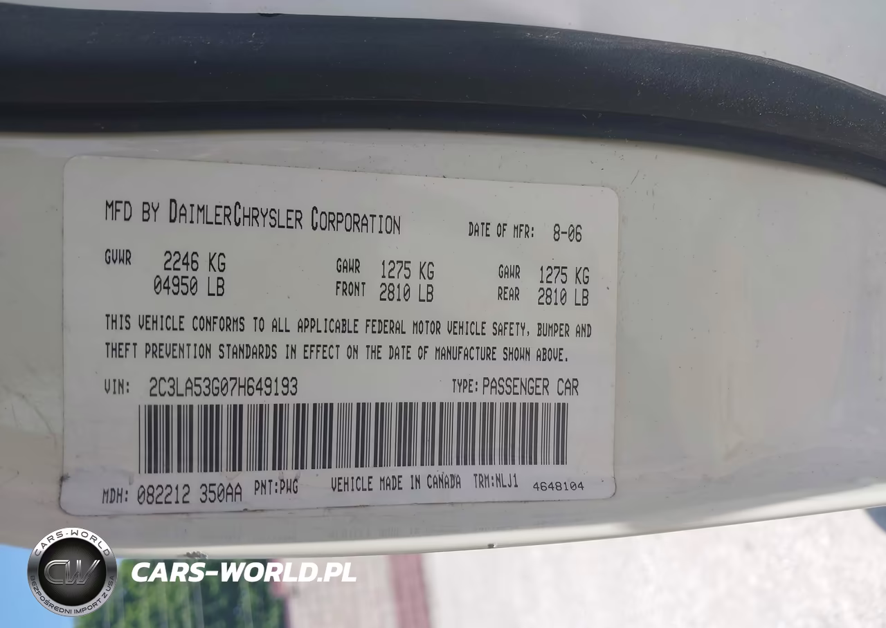 2007 Chrysler 300 Touring VIN:2C3LA53G07H649193 - 9