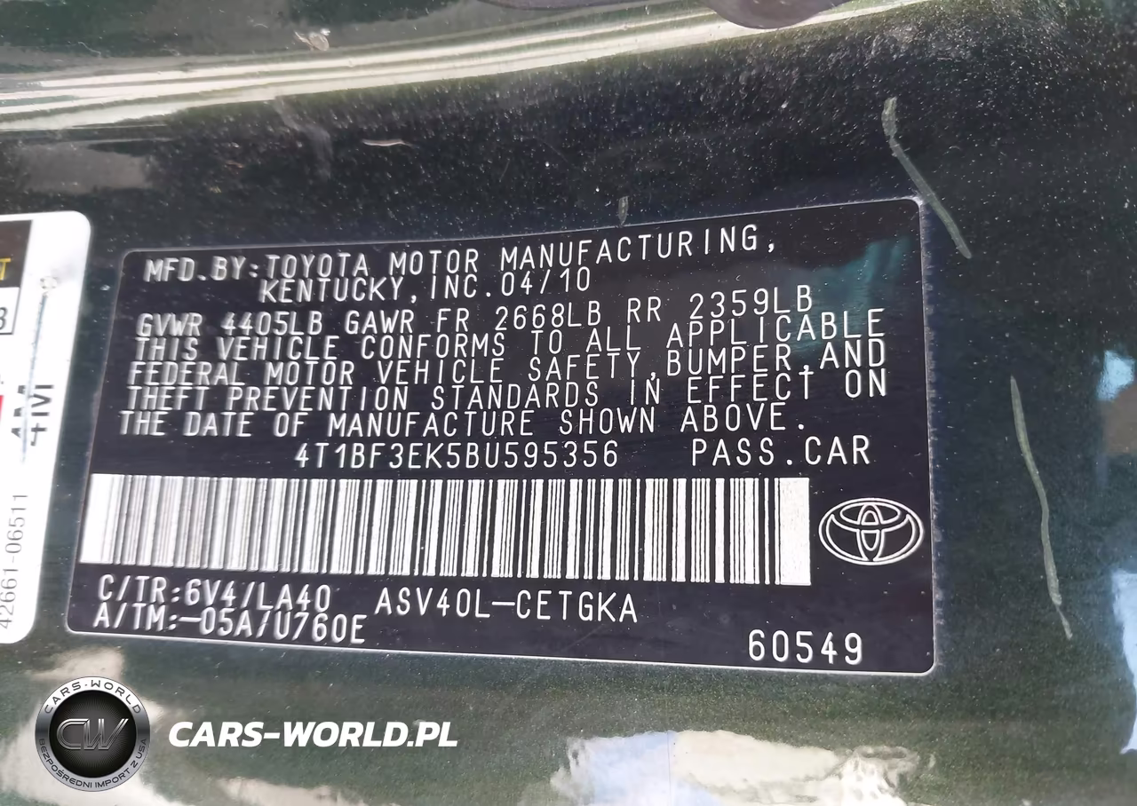 2011 Toyota Camry Xle VIN:4T1BF3EK5BU595356 - 9