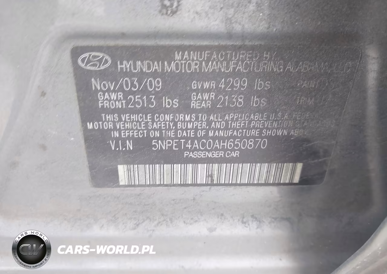 2010 Hyundai Sonata Gls VIN:5NPET4AC0AH650870 - 9