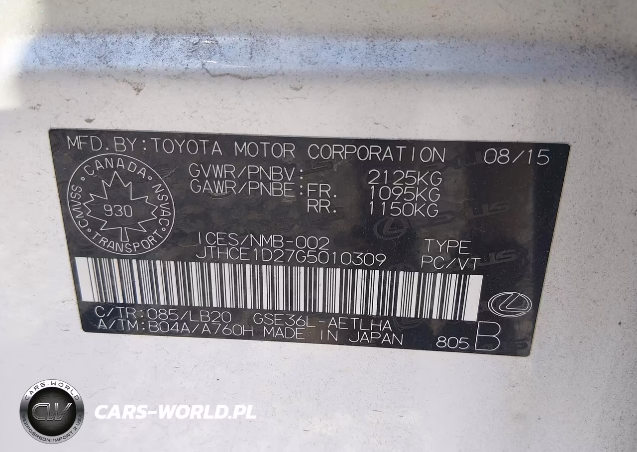 2016 Lexus Is 350 VIN:JTHCE1D27G5010309 - 9