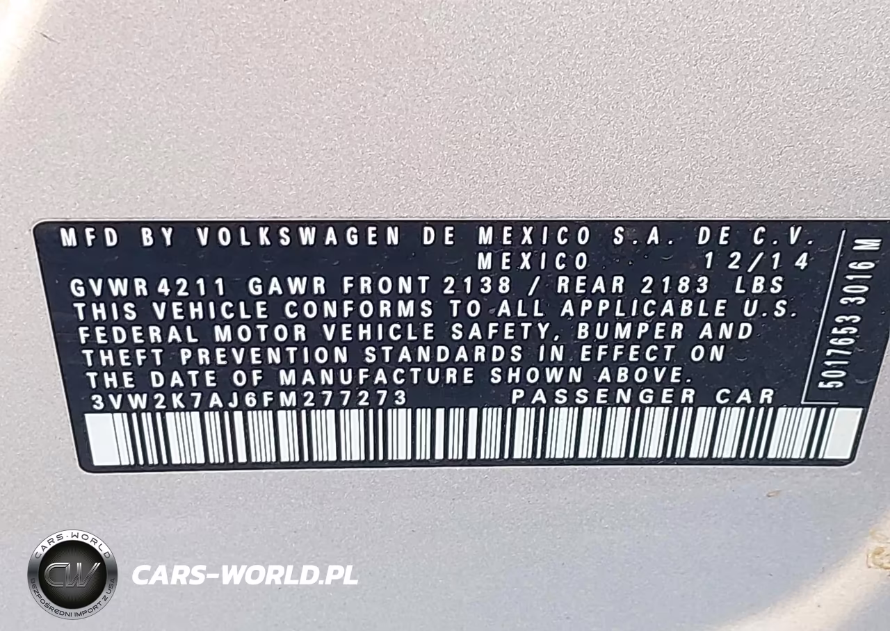 2015 Volkswagen Jetta 2.0L S VIN:3VW2K7AJ6FM277273 - 9