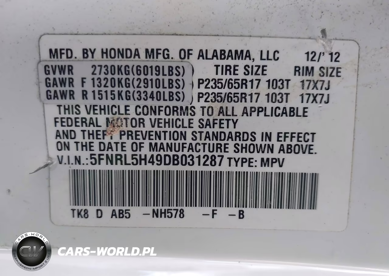 2013 Honda Odyssey Ex VIN:5FNRL5H49DB031287 - 9