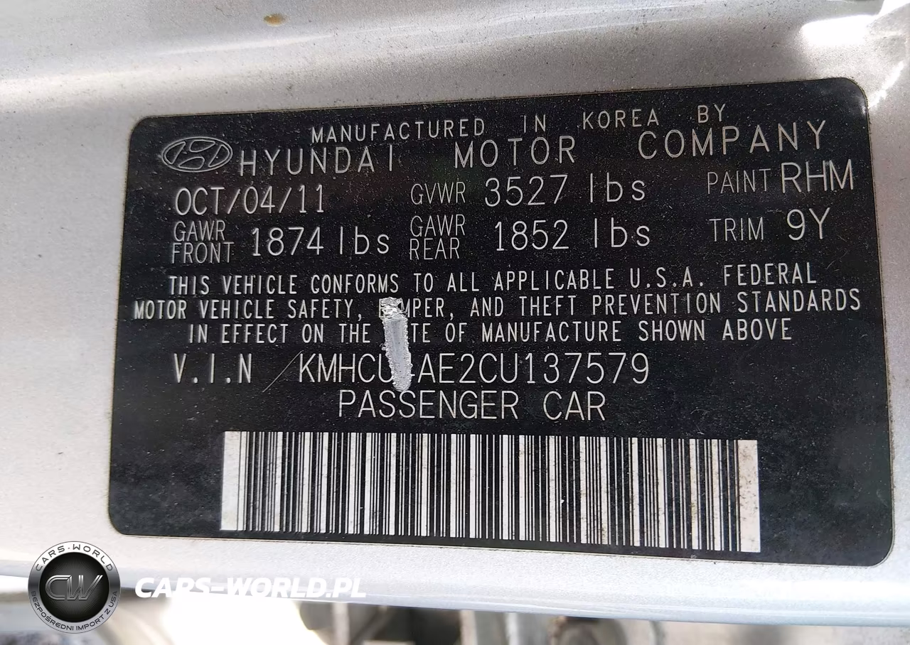 2012 Hyundai Accent Gls VIN:KMHCU4AE2CU137579 - 9
