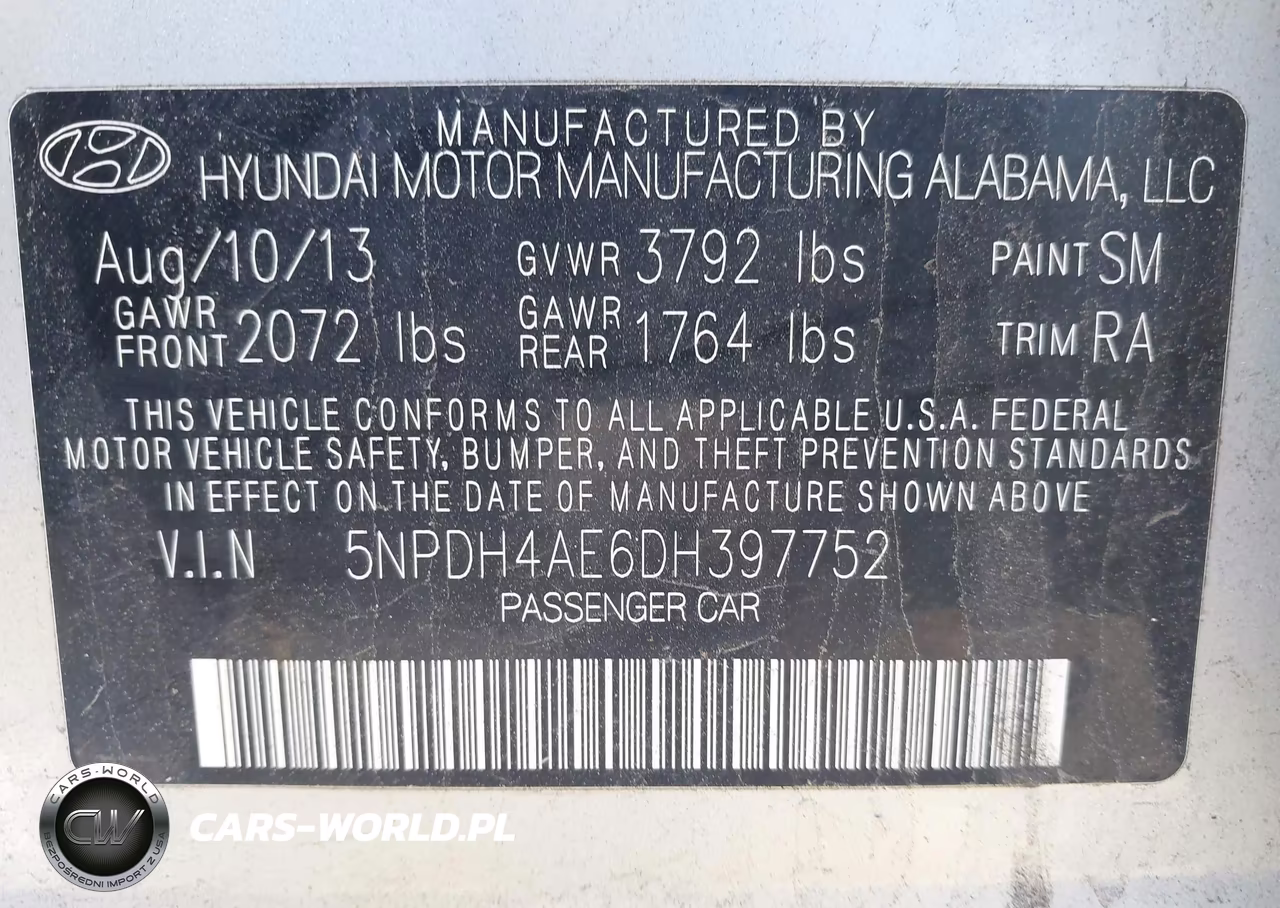2013 Hyundai Elantra Gls VIN:5NPDH4AE6DH397752 - 9