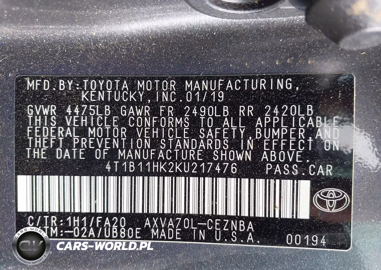 2019 Toyota Camry Le VIN:4T1B11HK2KU217476 - 9