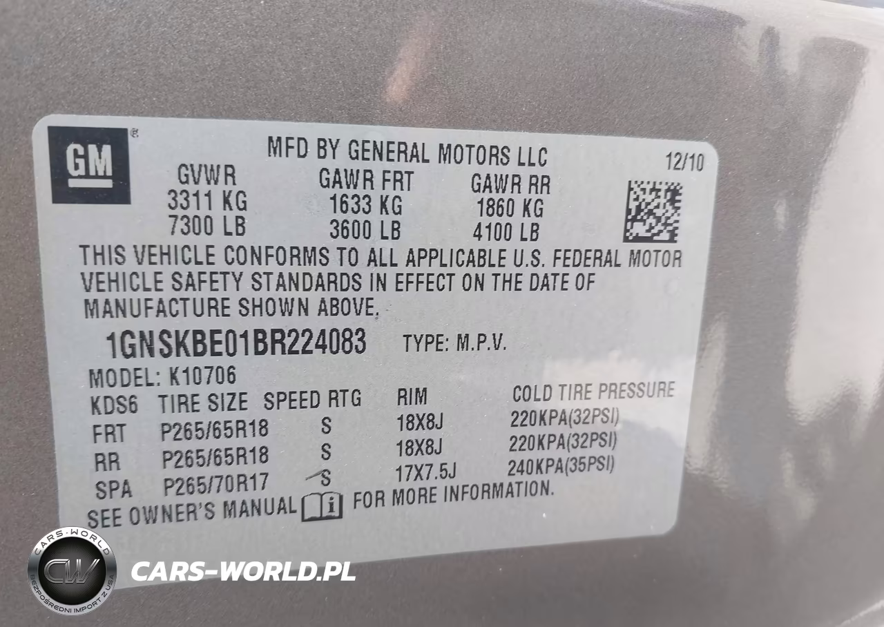 2011 Chevrolet Tahoe Lt VIN:1GNSKBE01BR224083 - 9