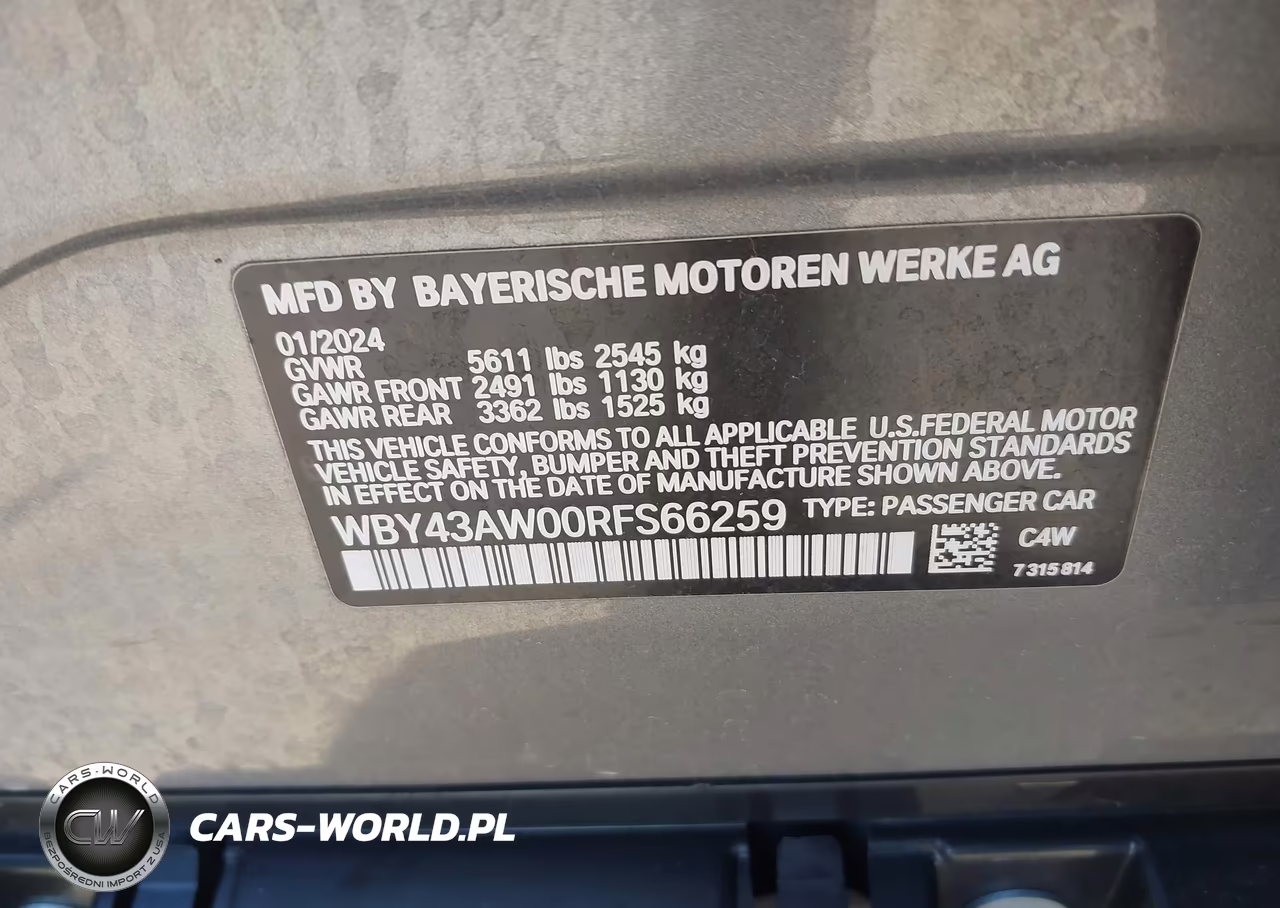 2024 BMW I4 Gran Coupe Edrive35 VIN:WBY43AW00RFS66259 - 9