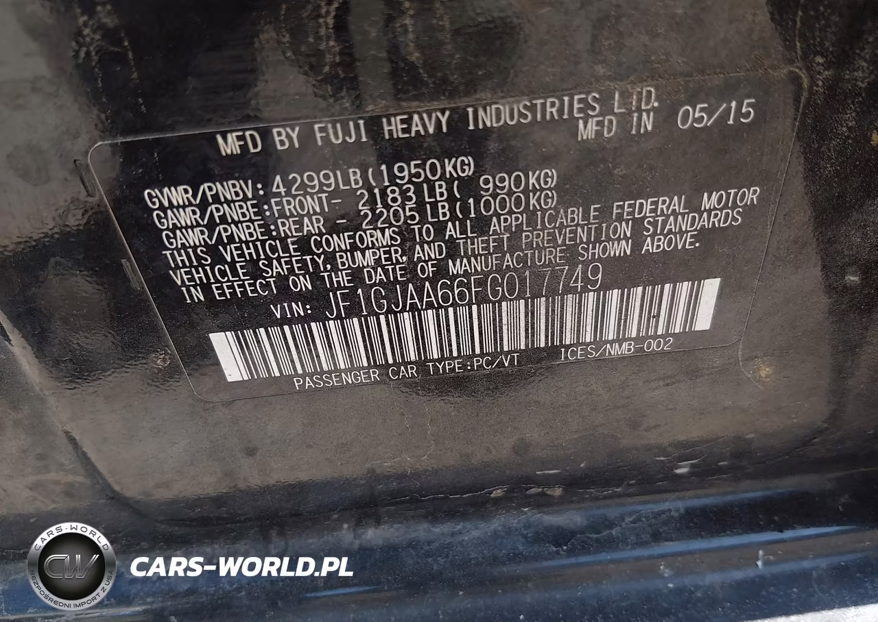2015 Subaru Impreza 2.0I VIN:JF1GJAA66FG017749 - 9