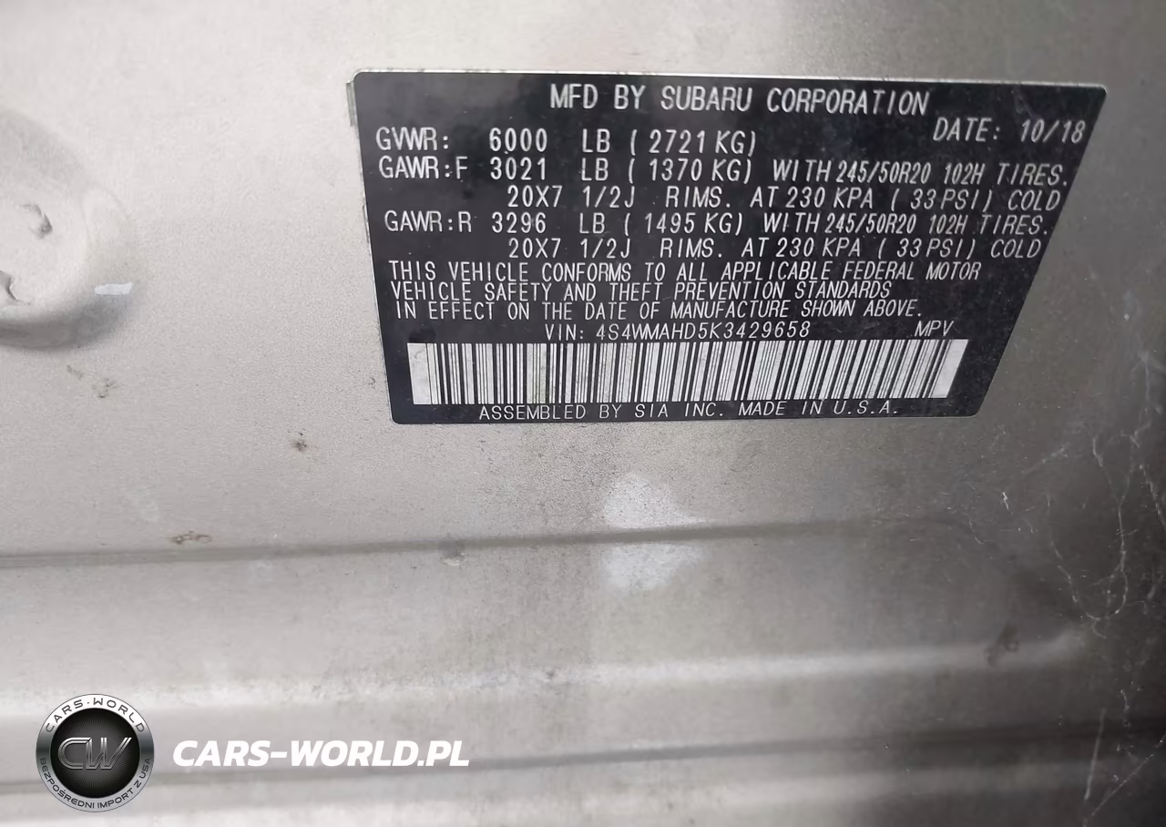 2019 Subaru Ascent Premium VIN:4S4WMAHD5K3429658 - 9