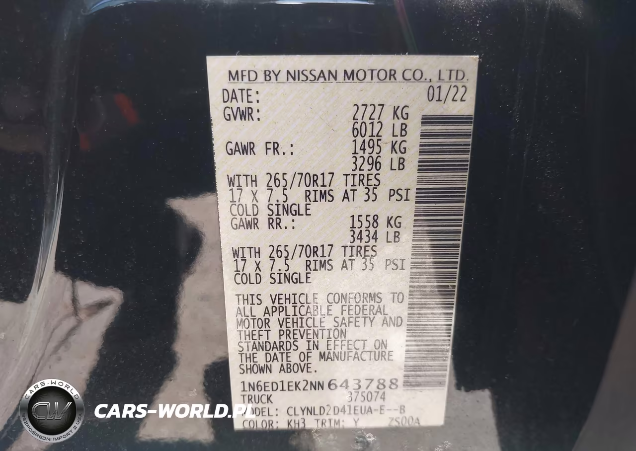 2022 Nissan Frontier Pro-4X 4X4 VIN:1N6ED1EK2NN643788 - 9