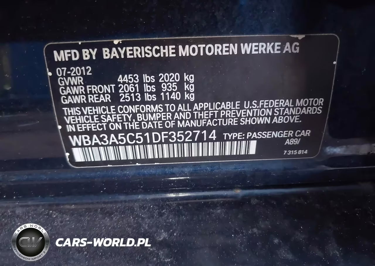 2013 BMW 328I VIN:WBA3A5C51DF352714 - 9