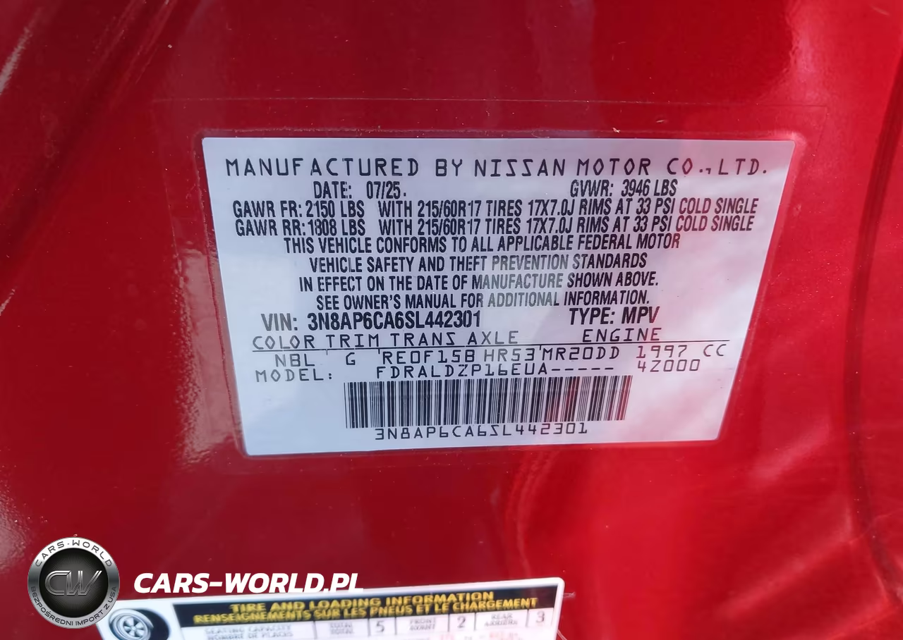 2025 Nissan Kicks Sv Fwd VIN:3N8AP6CA6SL442301 - 9