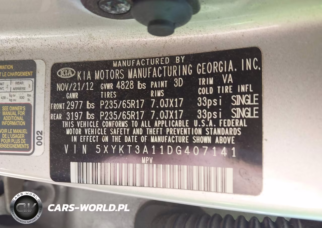 2013 Kia Sorento Lx VIN:5XYKT3A11DG407141 - 9