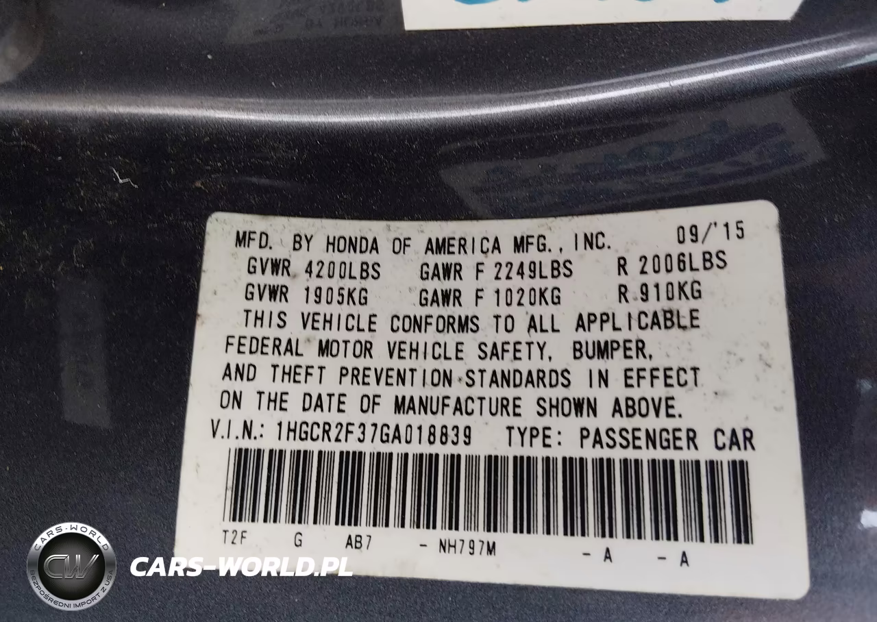 2016 Honda Accord Lx VIN:1HGCR2F37GA018839 - 9