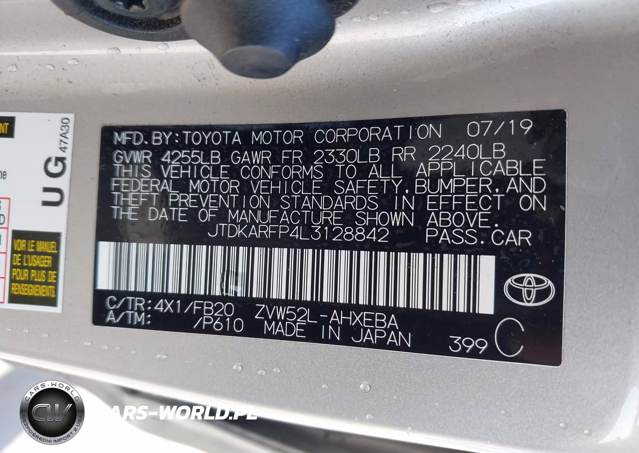2020 Toyota Prius Prime Le VIN:JTDKARFP4L3128842 - 9