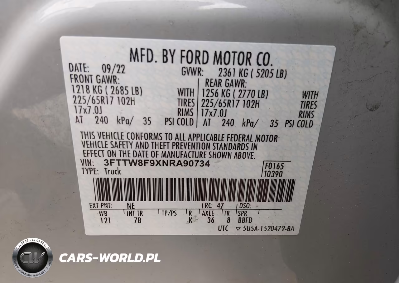 2022 Ford Maverick Xlt VIN:3FTTW8F9XNRA90734 - 9