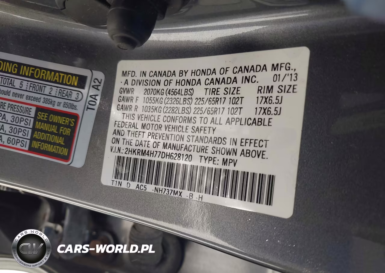 2013 Honda Cr-V Ex-L VIN:2HKRM4H77DH628120 - 9