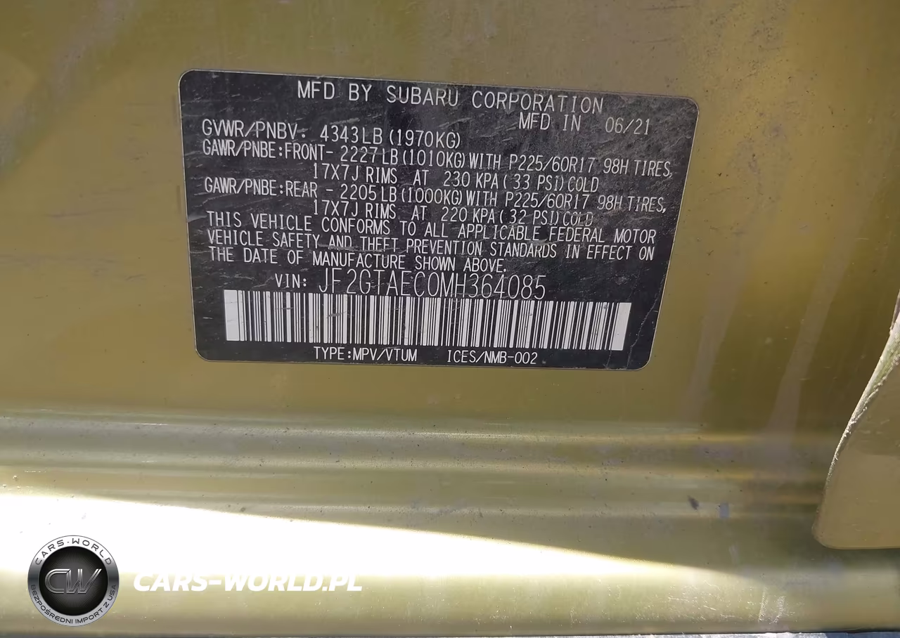 2021 Subaru Crosstrek Premium VIN:JF2GTAEC0MH364085 - 9