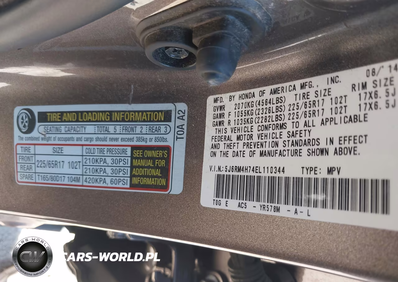 2014 Honda Cr-V Ex-L VIN:5J6RM4H74EL110344 - 9