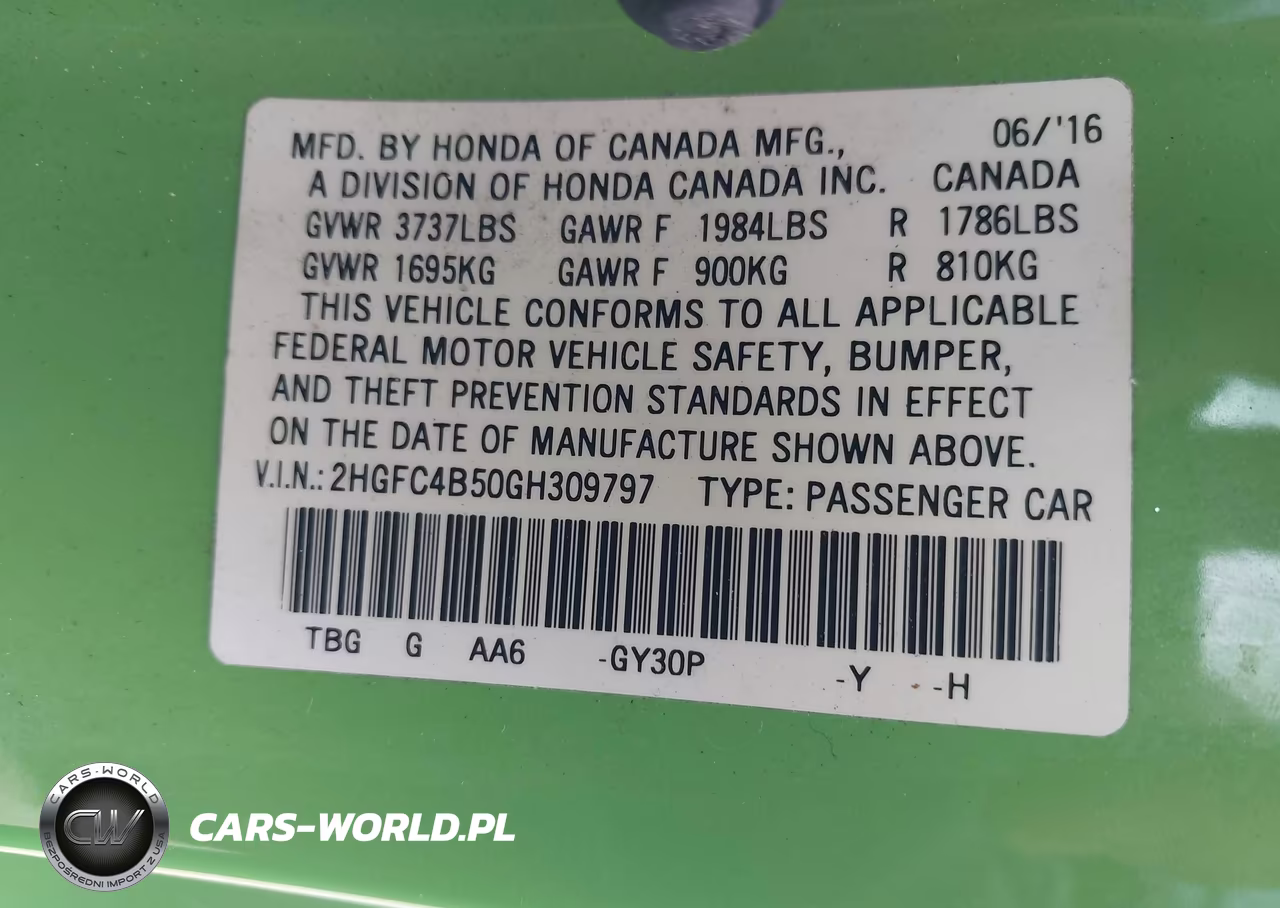 2016 Honda Civic Lx VIN:2HGFC4B50GH309797 - 9