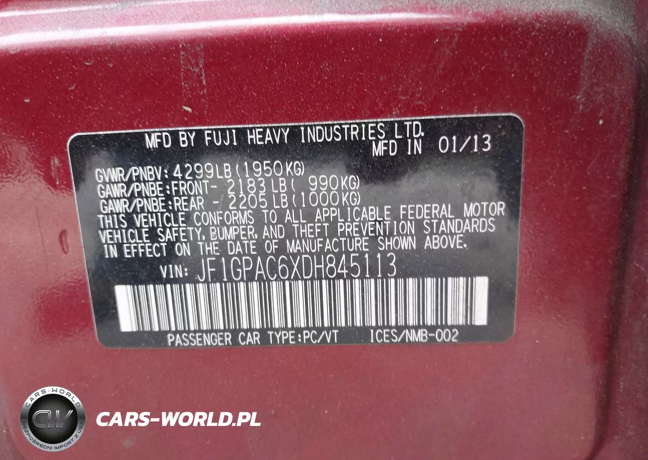 2013 Subaru Impreza 2.0I Premium VIN:JF1GPAC6XDH845113 - 9