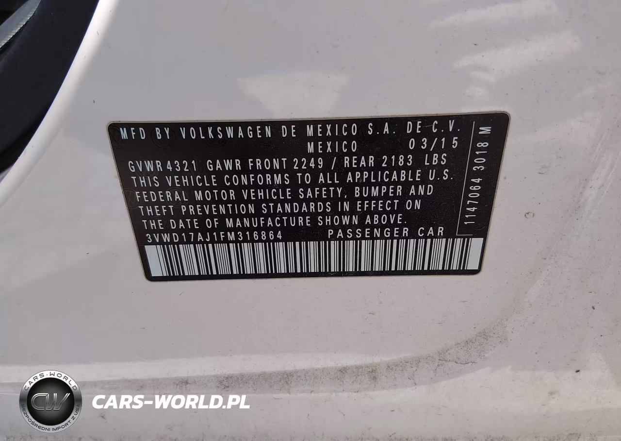 2015 Volkswagen Jetta 1.8T Se VIN:3VWD17AJ1FM316864 - 9
