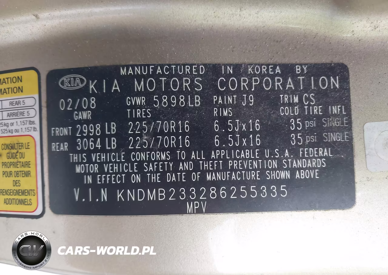 2008 Kia Sedona Lx VIN:KNDMB233286255335 - 9