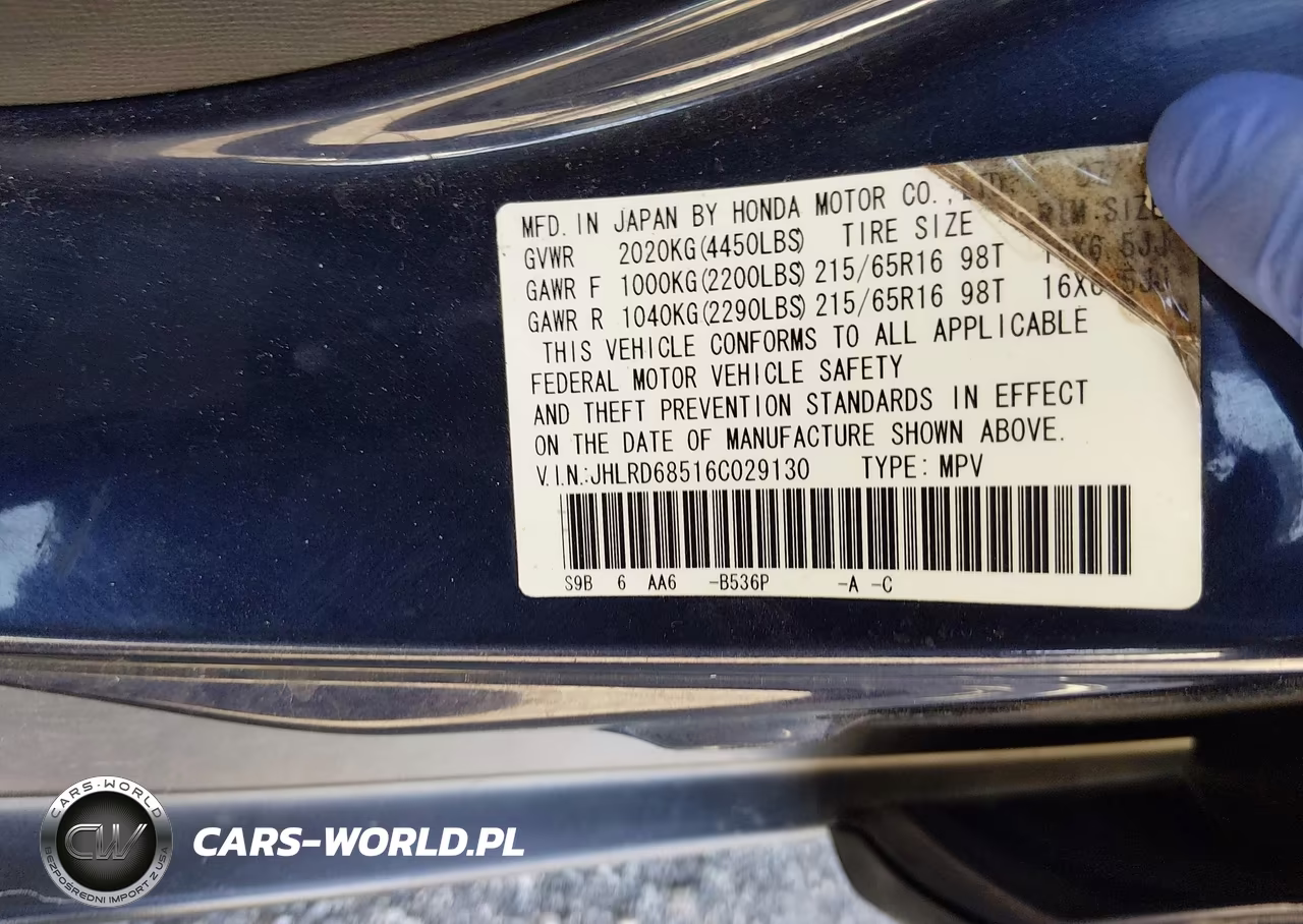 2006 Honda Cr-V Lx VIN:JHLRD68516C029130 - 9