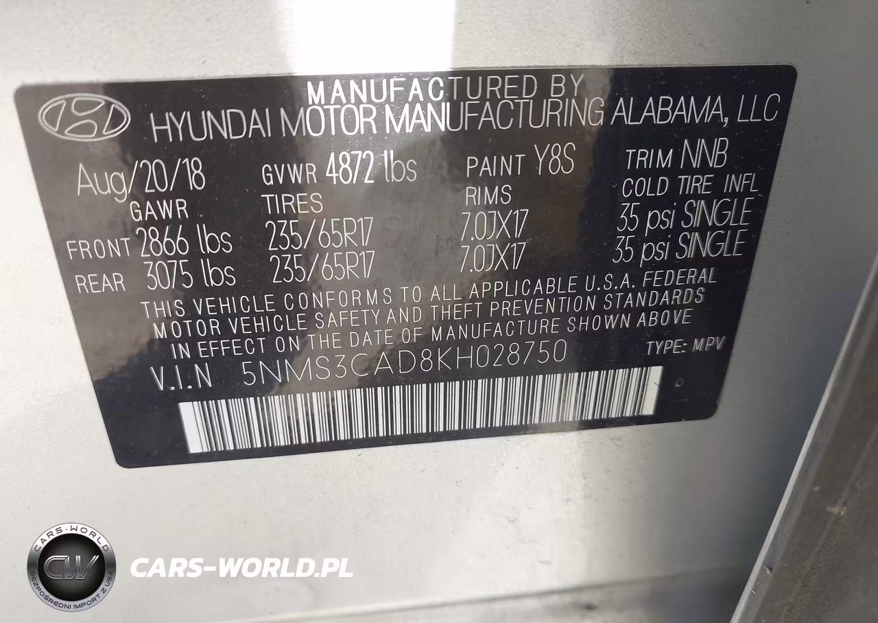 2019 Hyundai Santa Fe Sel VIN:5NMS3CAD8KH028750 - 9