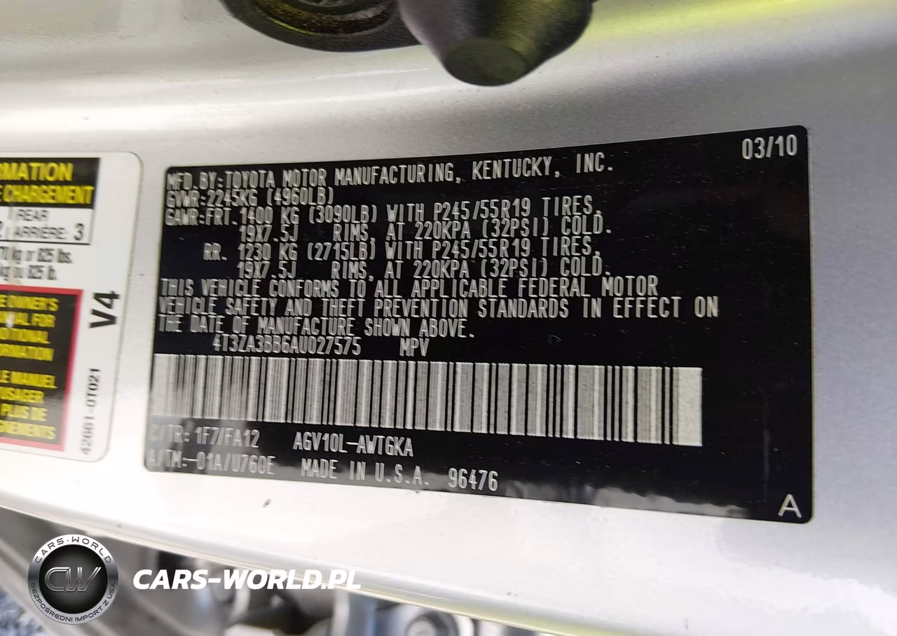 2010 Toyota Venza VIN:4T3ZA3BB6AU027575 - 9