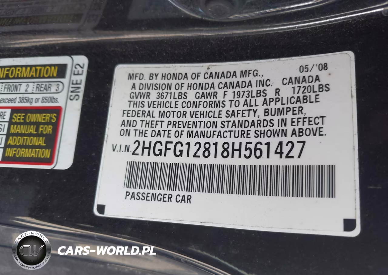 2008 Honda Civic Ex VIN:2HGFG12818H561427 - 9