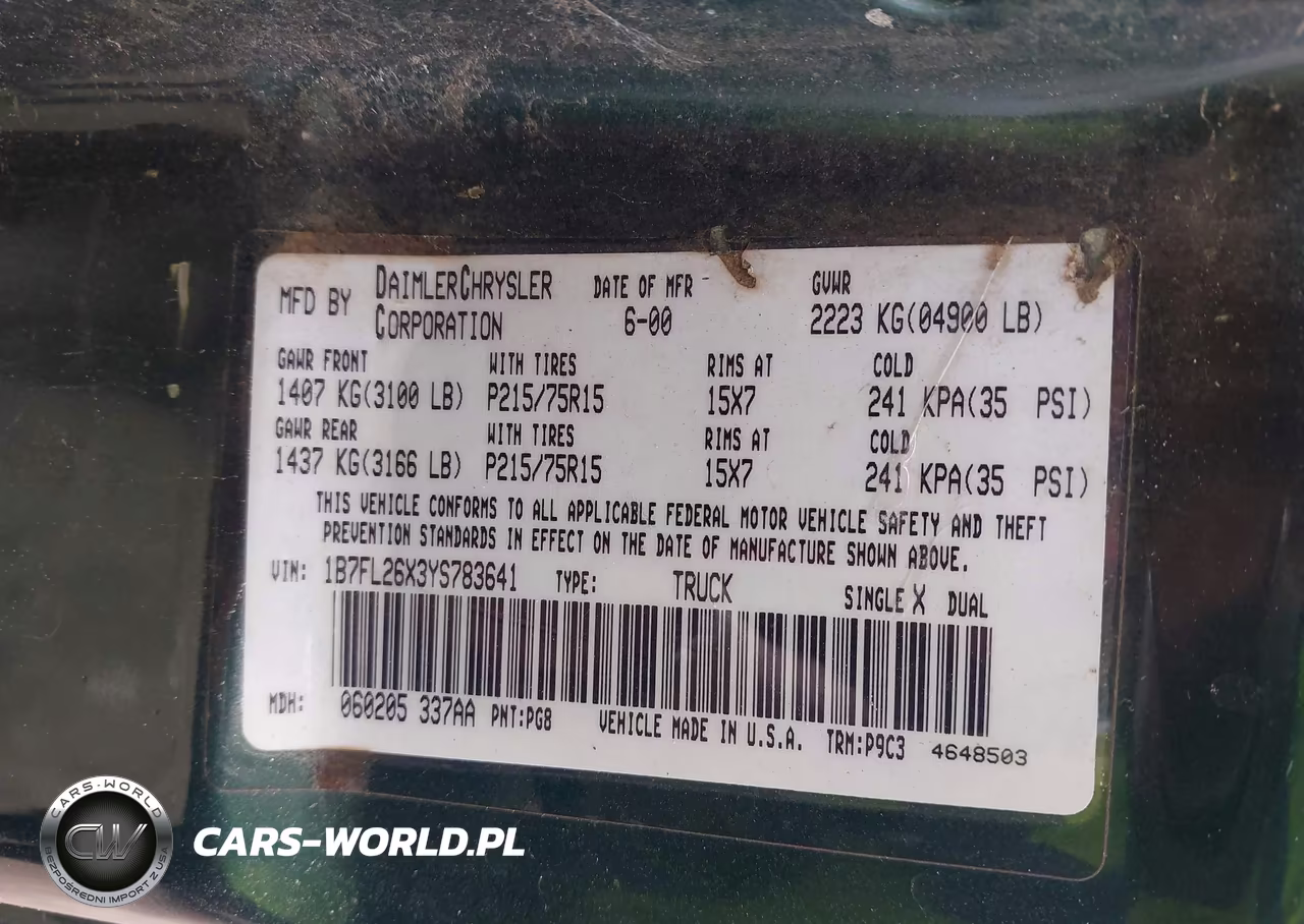 2000 Dodge Dakota Slt-Sport VIN:1B7FL26X3YS783641 - 9