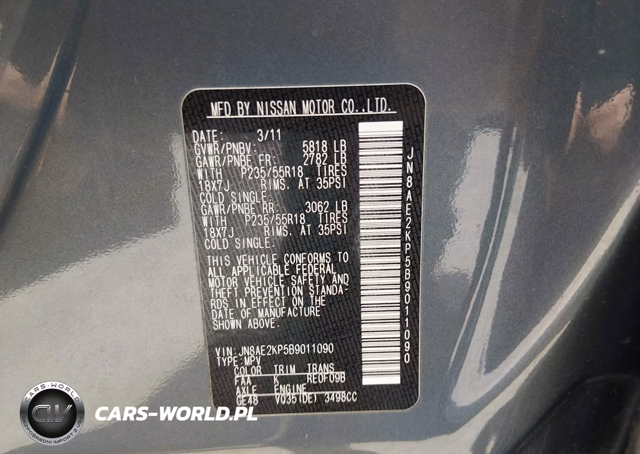 2011 Nissan Quest Le VIN:JN8AE2KP5B9011090 - 9