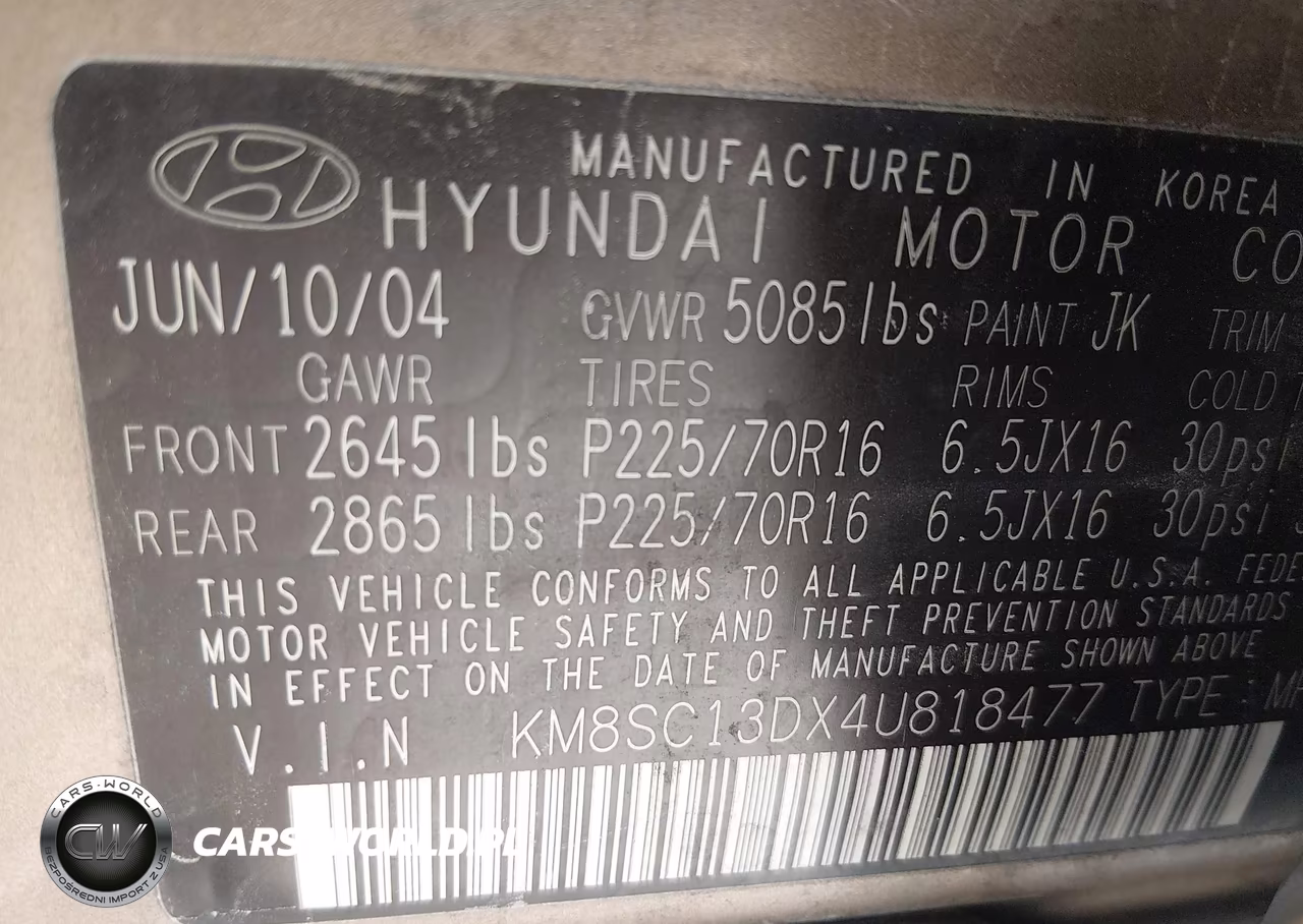 2004 Hyundai Santa Fe Gls VIN:KM8SC13DX4U818477 - 9