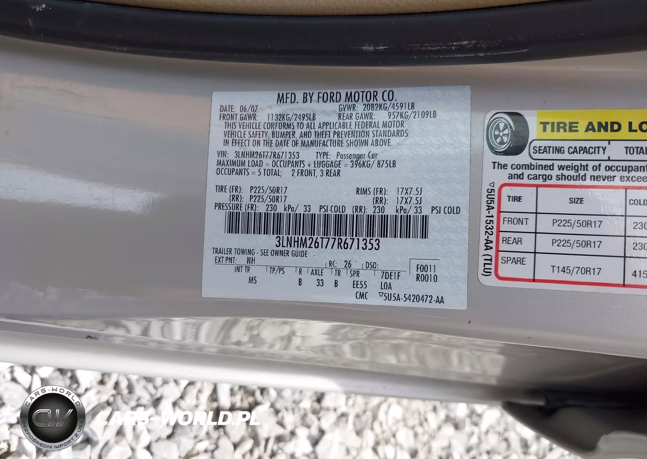 2007 Lincoln Mkz VIN:3LNHM26T77R671353 - 9