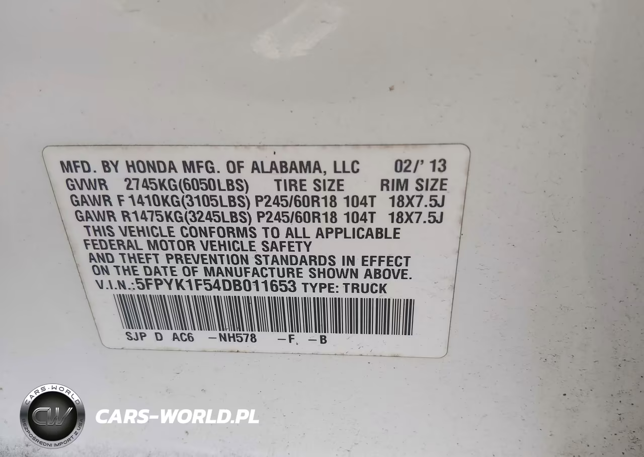 2013 Honda Ridgeline Rtl VIN:5FPYK1F54DB011653 - 9