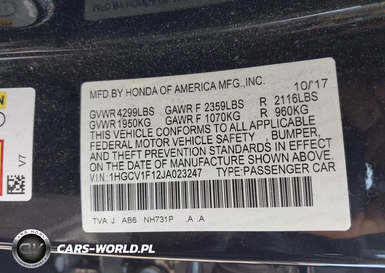 2018 Honda Accord Lx VIN:1HGCV1F12JA023247 - 9
