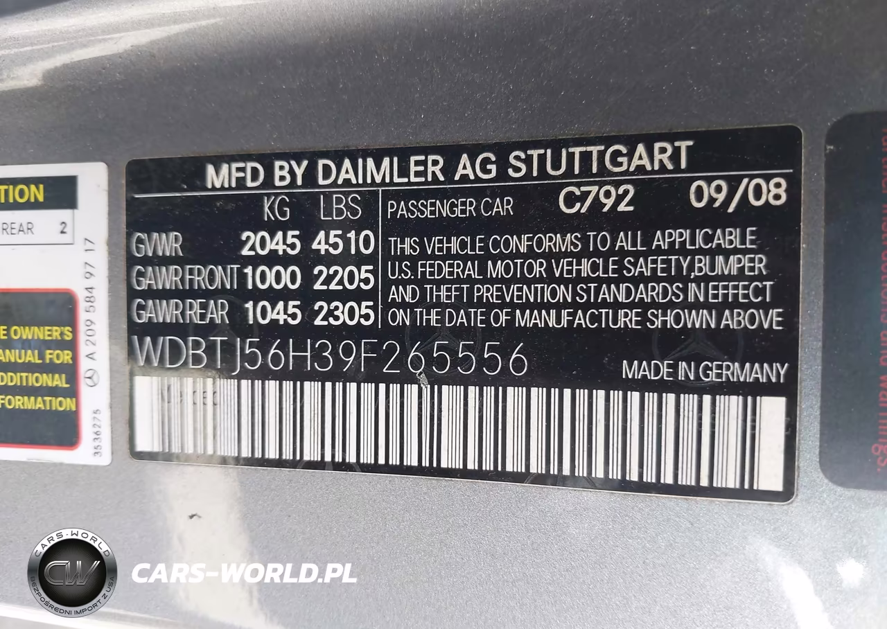 2009 Mercedes-Benz Clk 350 VIN:WDBTJ56H39F265556 - 9